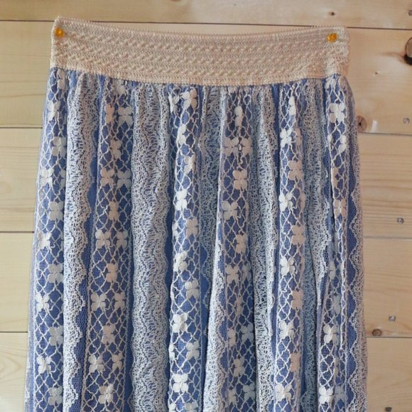 Bohemian Style Lace Overlay Maxi Skirt - Picture 1 of 4